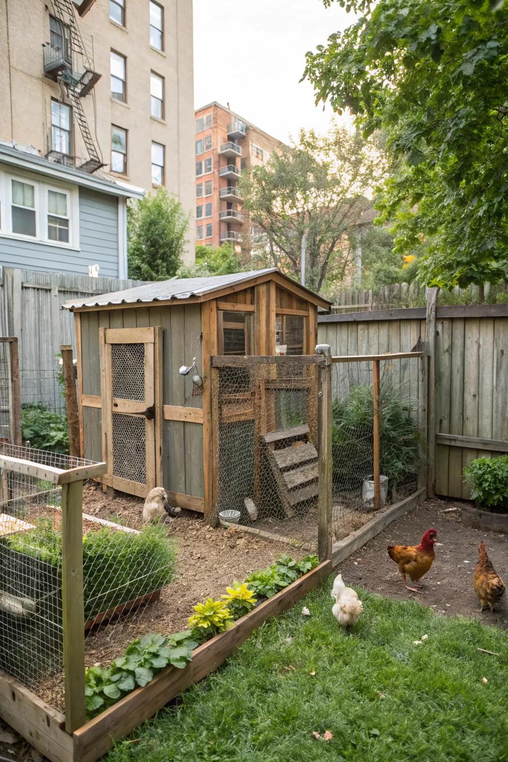 An urban chicken coop brings farm life to the city.