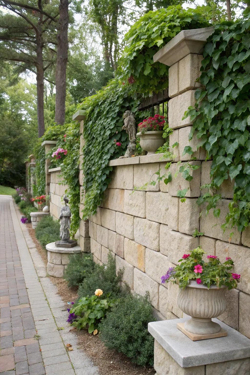 Add interest and privacy with freestanding walls.