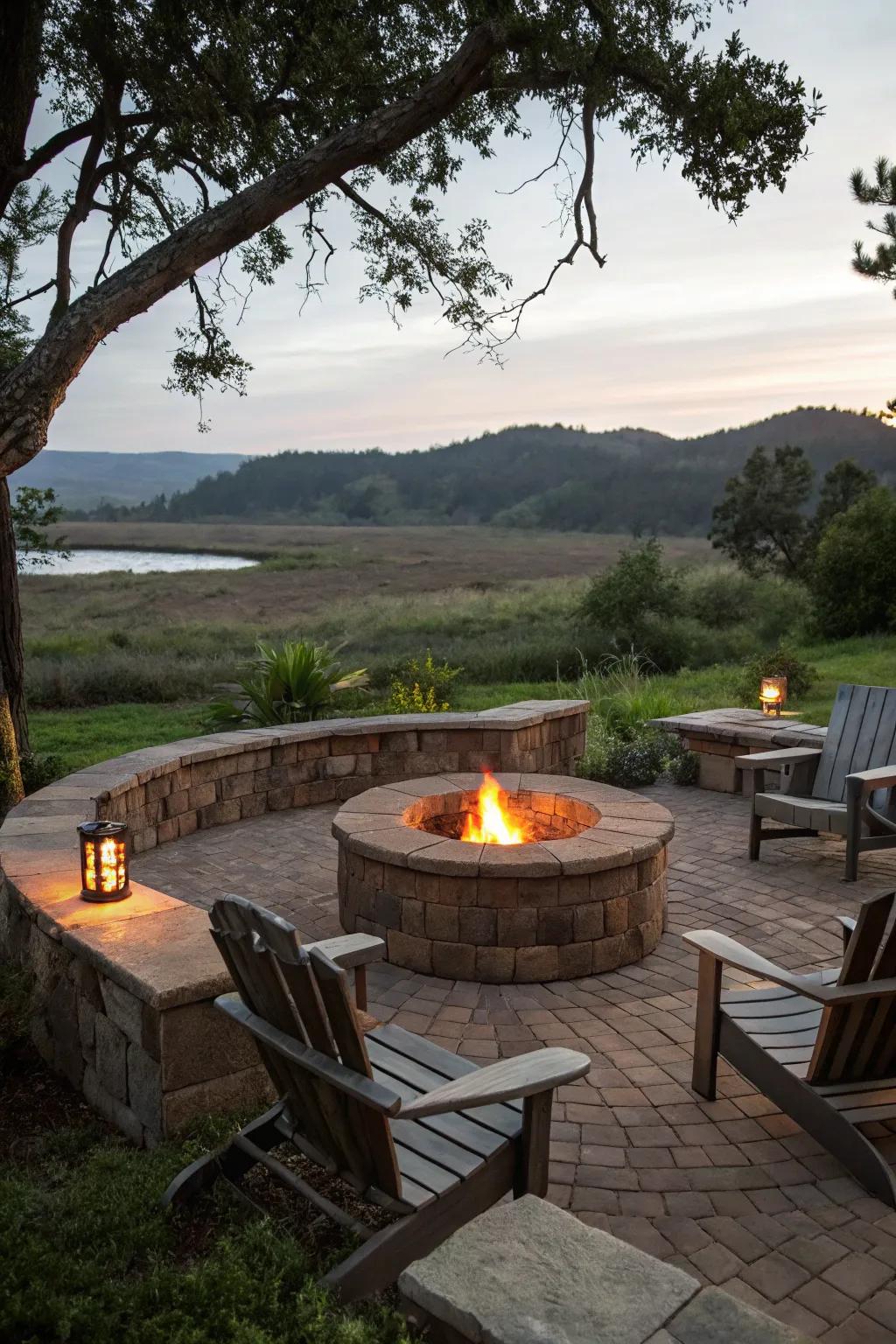Create a cozy outdoor retreat with a fire pit.