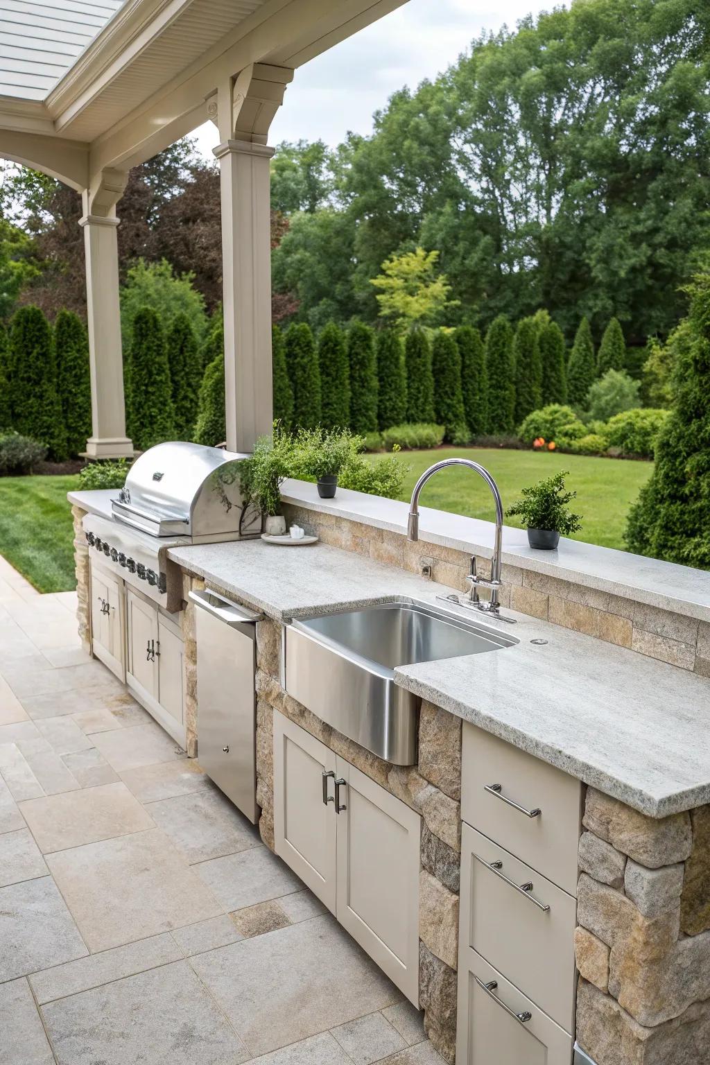 Elevate your outdoor cooking space with luxury sink finishes.