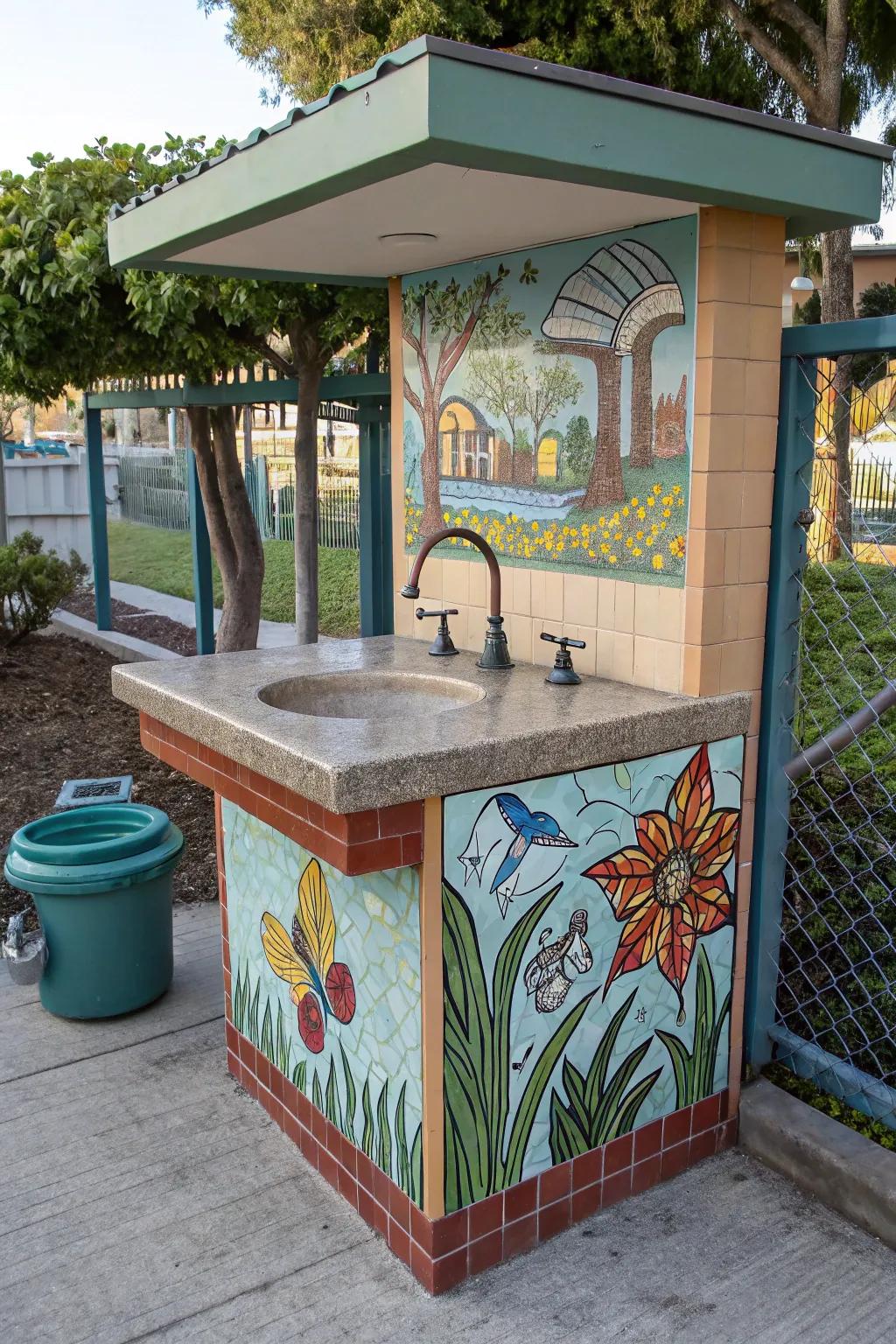 Express your creativity with an artistic and unique sink station design.