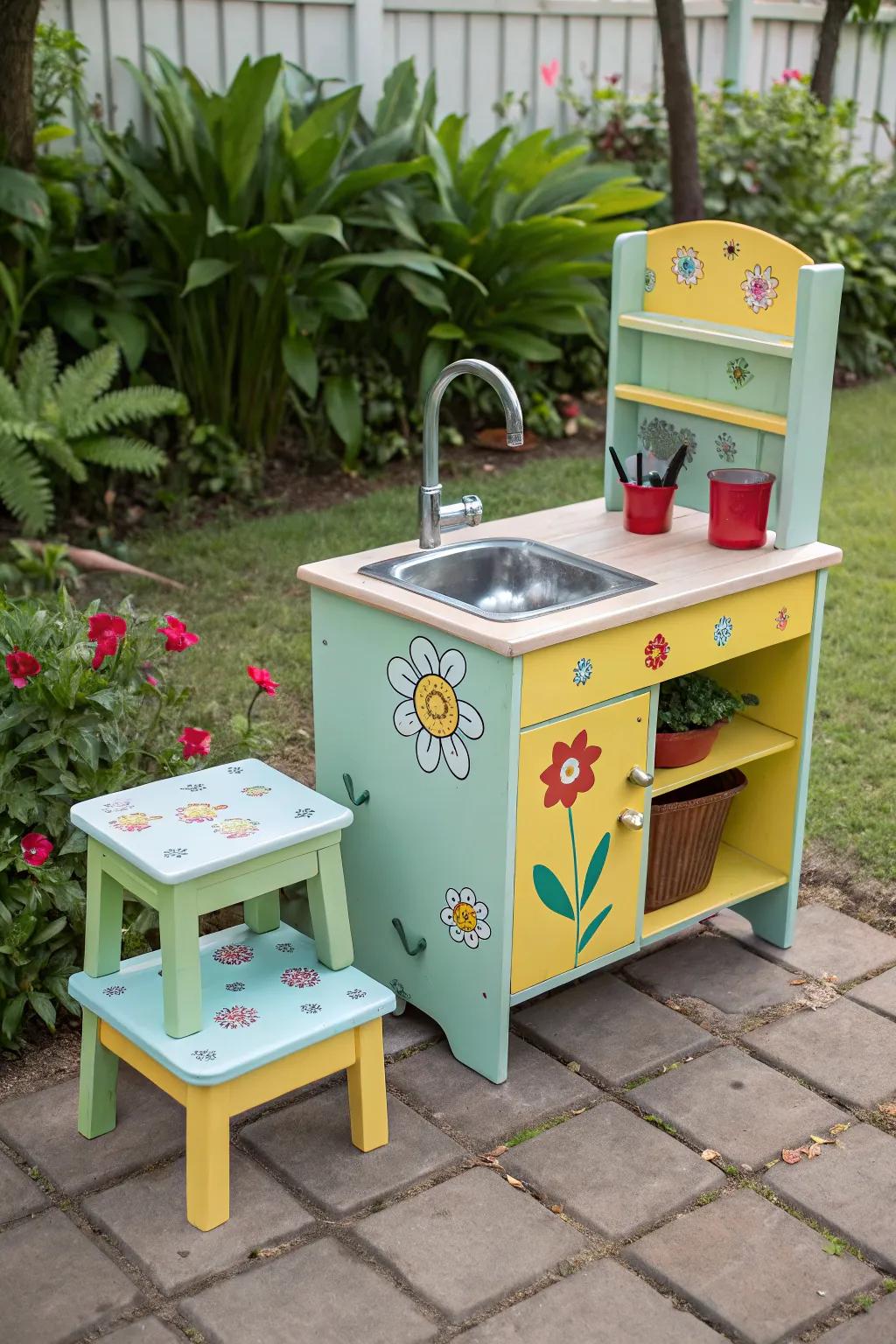 Encourage family fun with a playful and accessible sink station for kids.