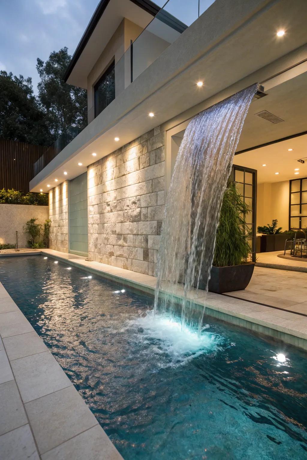 Reverse infinity edges create a captivating wall of water.