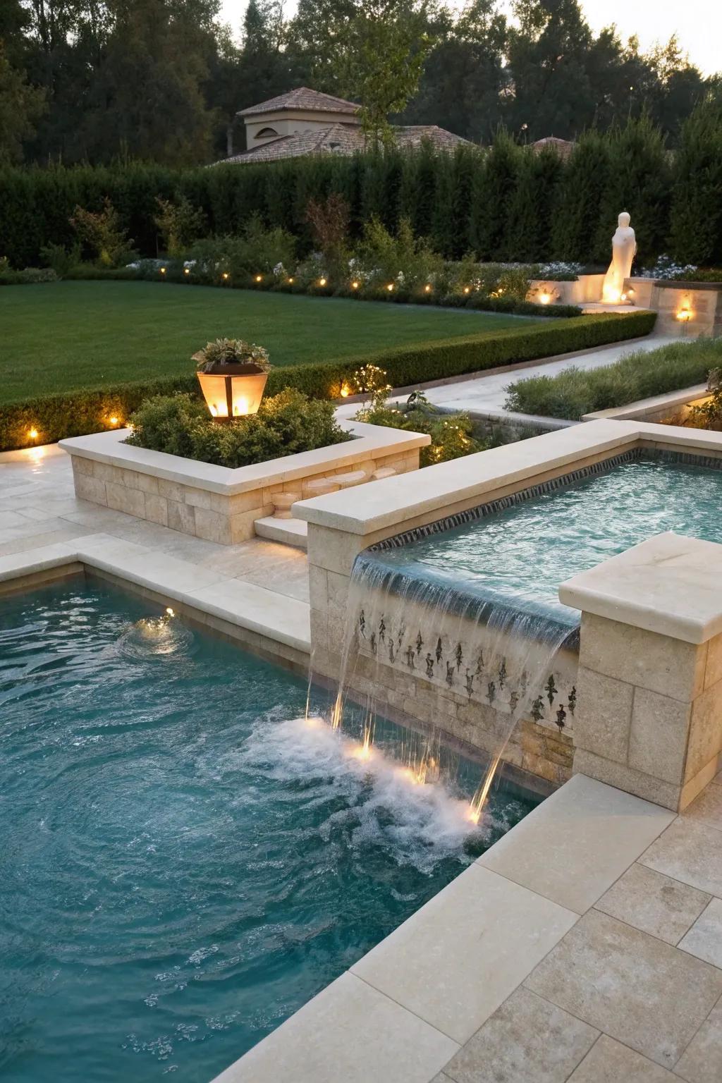 Spa spillways offer a seamless and sophisticated pool feature.