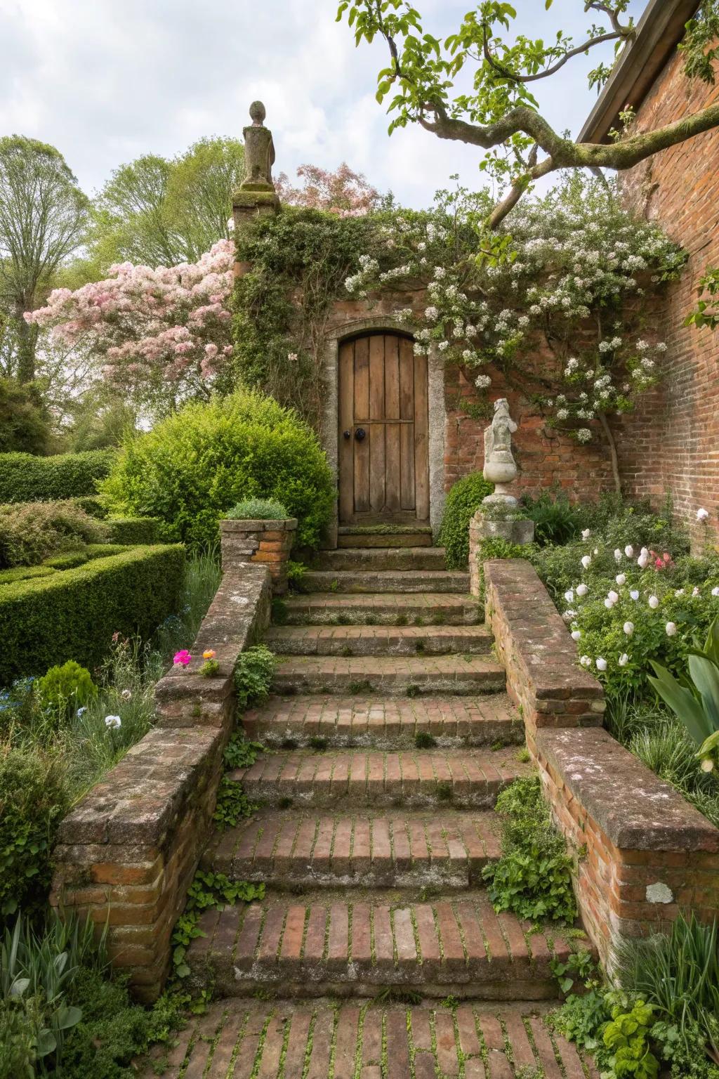 Brick steps add a touch of timeless elegance.