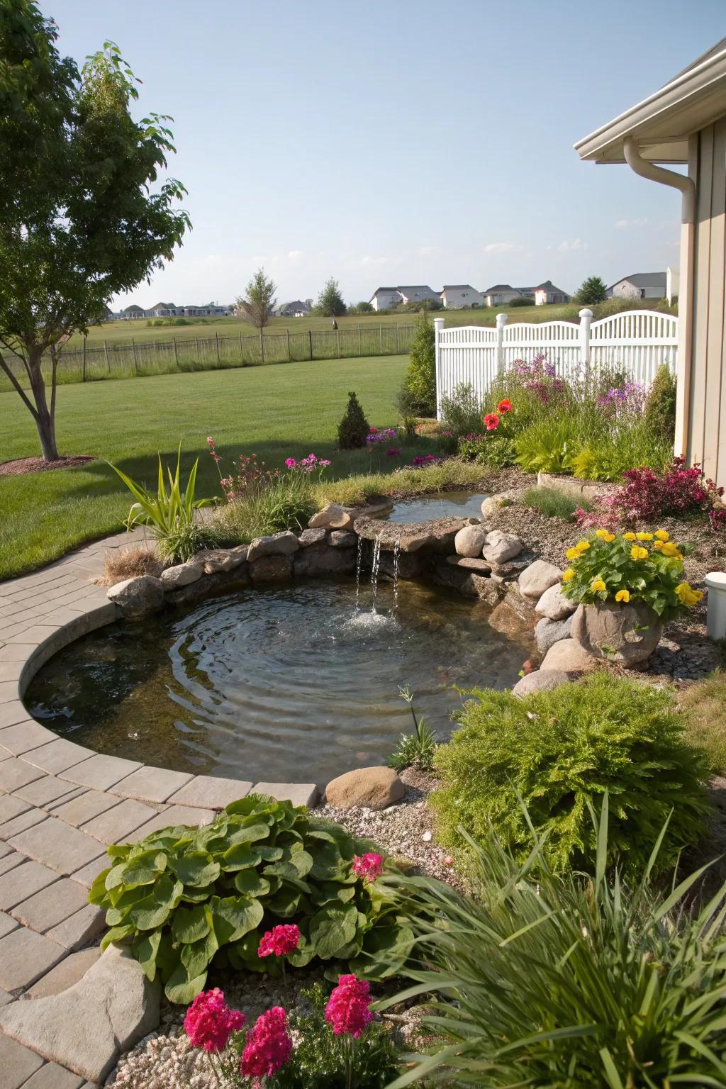 A water feature adds tranquility and elegance to your outdoor space.