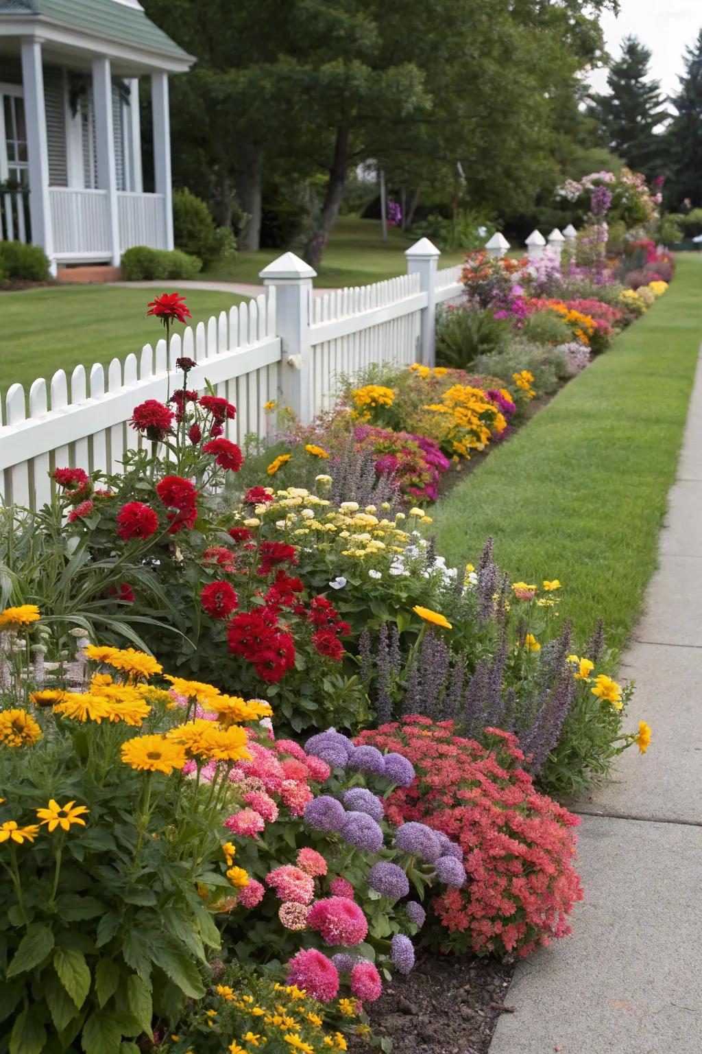 Colorful flower beds bring life and joy to your front yard landscaping.