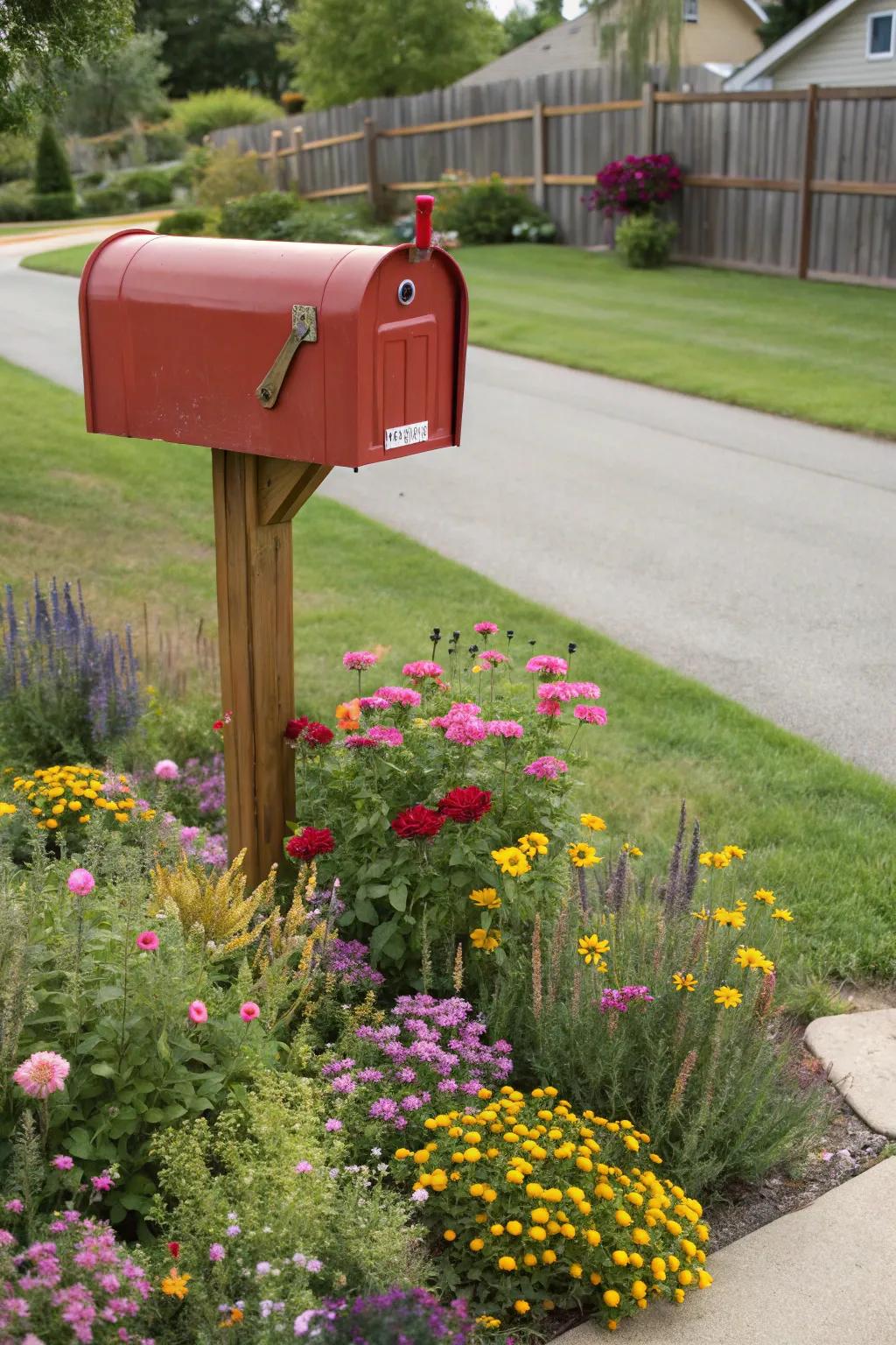 Create a charming focal point with an artistic mailbox garden.