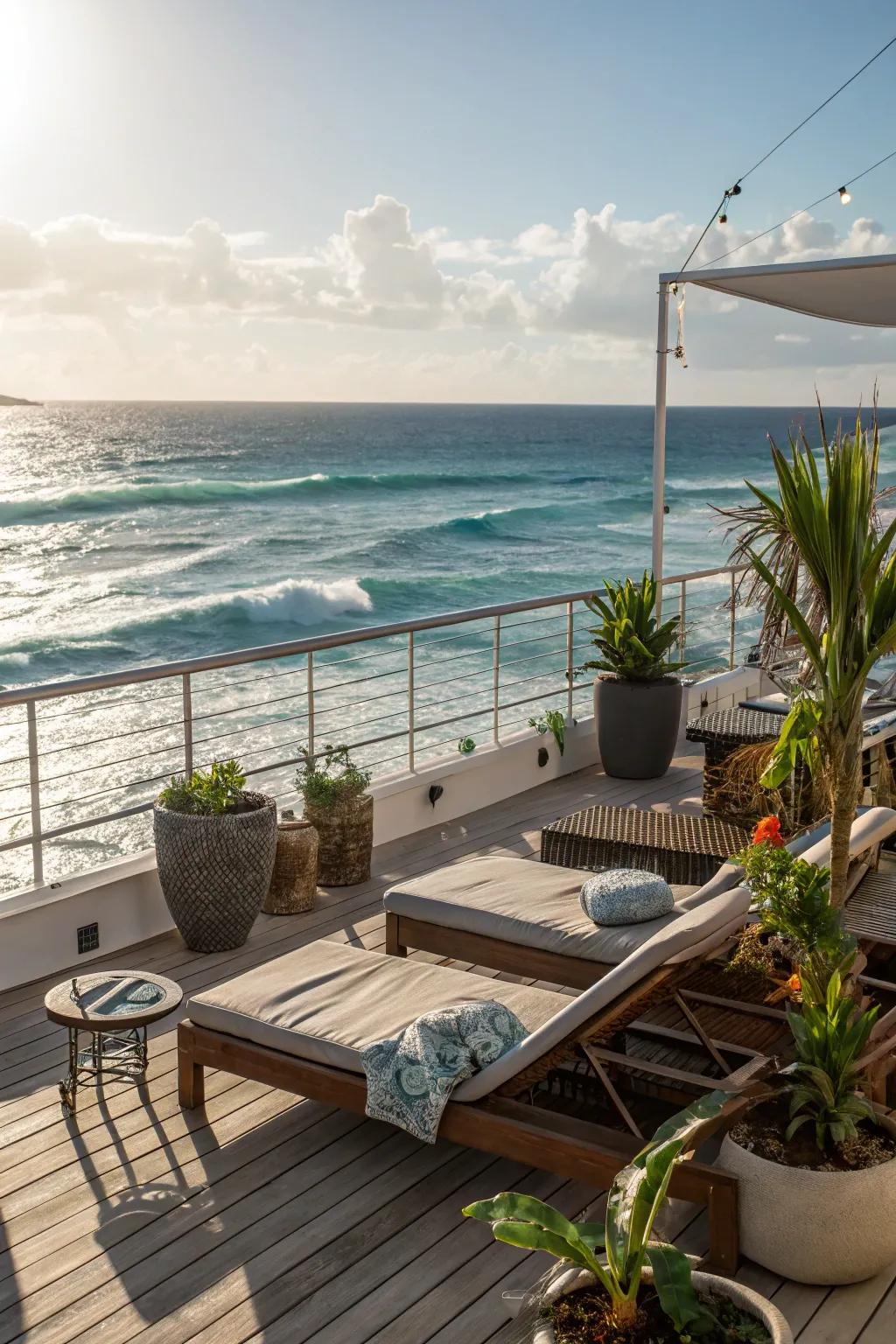 Bask in the sun with a dedicated sunbathing area.