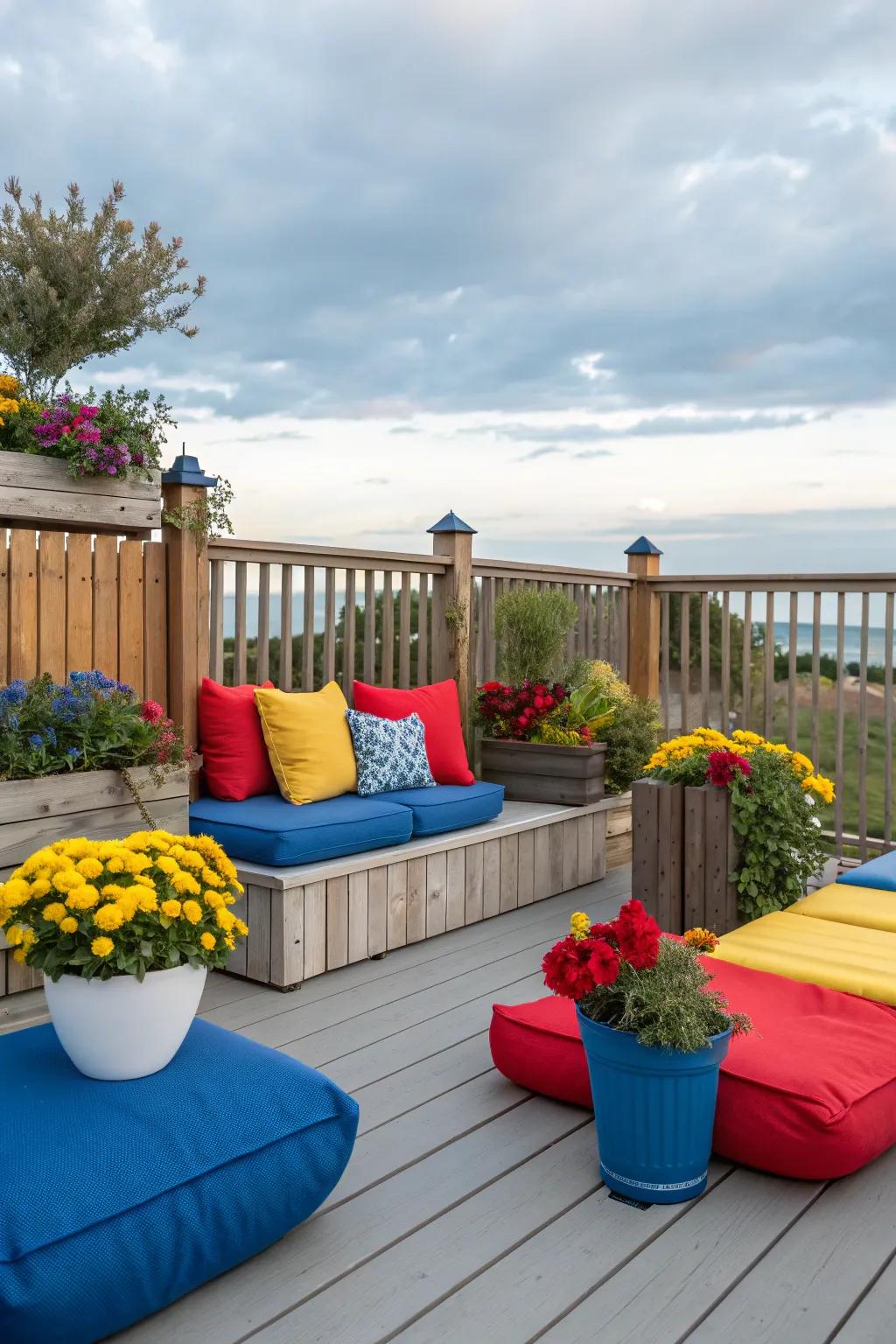 Brighten your deck with colorful accents.