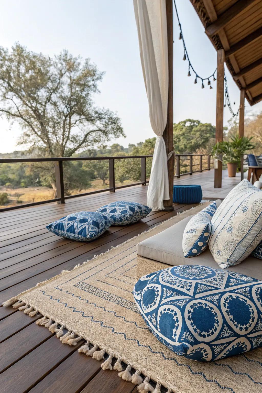 Coastal colors create a serene and inviting atmosphere.