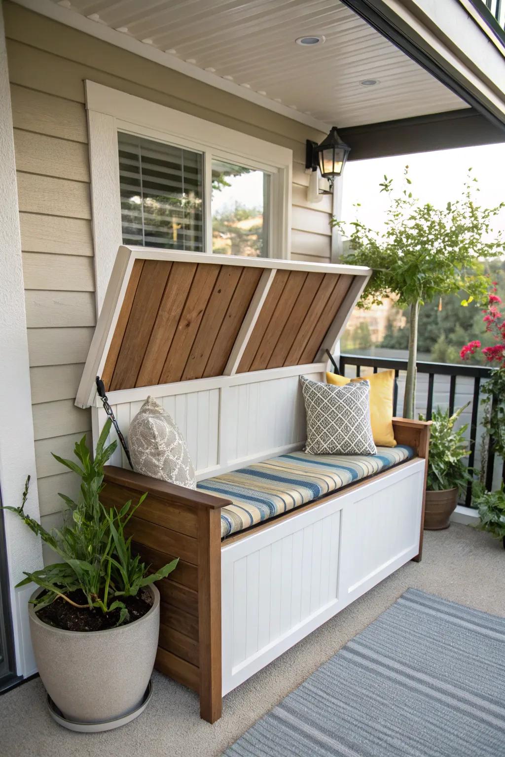 Multi-functional furniture keeps your patio tidy and efficient.