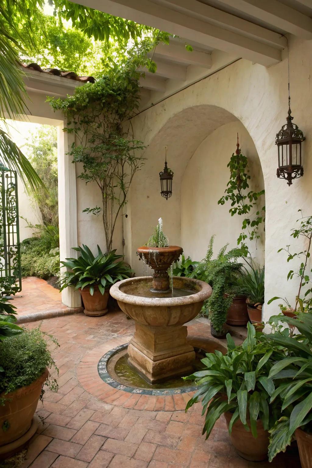 Water features add a serene touch to your patio.