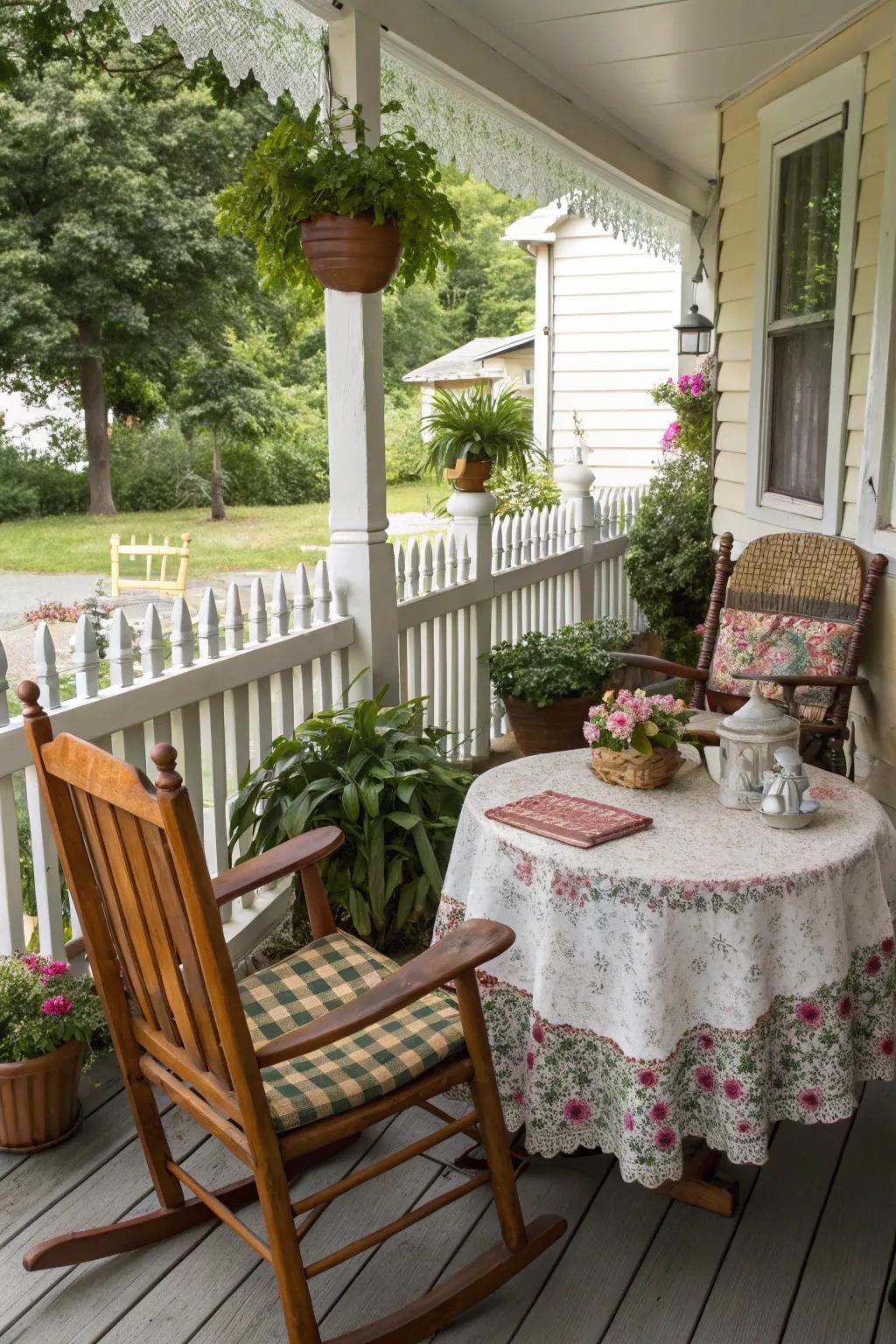 A porch showcasing vintage charm and style.