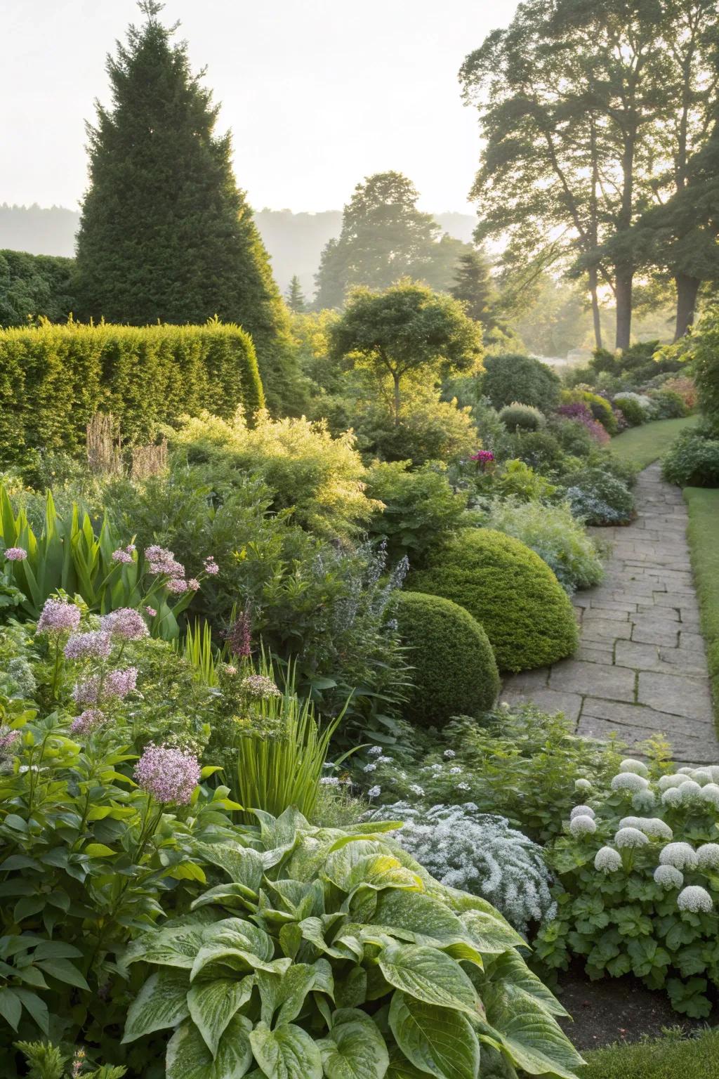 Lush greenery creates a natural and calming environment.