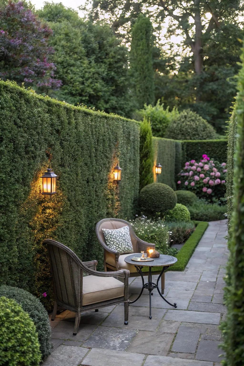 Hedged borders offer a snug, private garden enclosure.