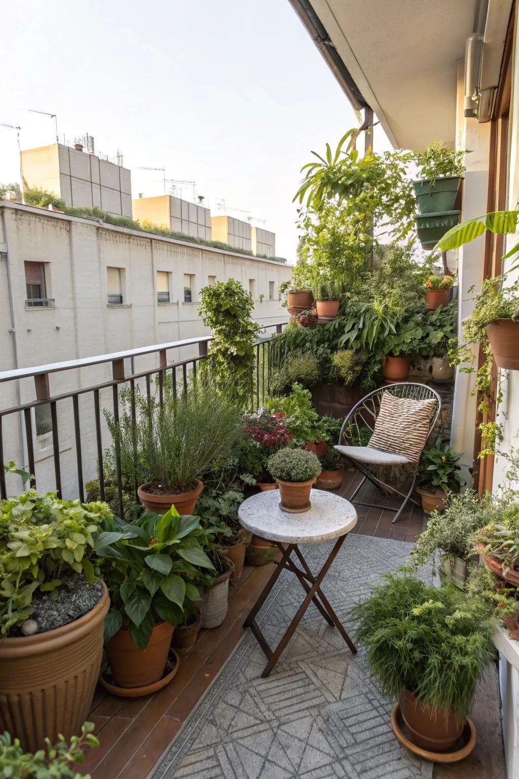 Potted plants bring nature to your small patio.