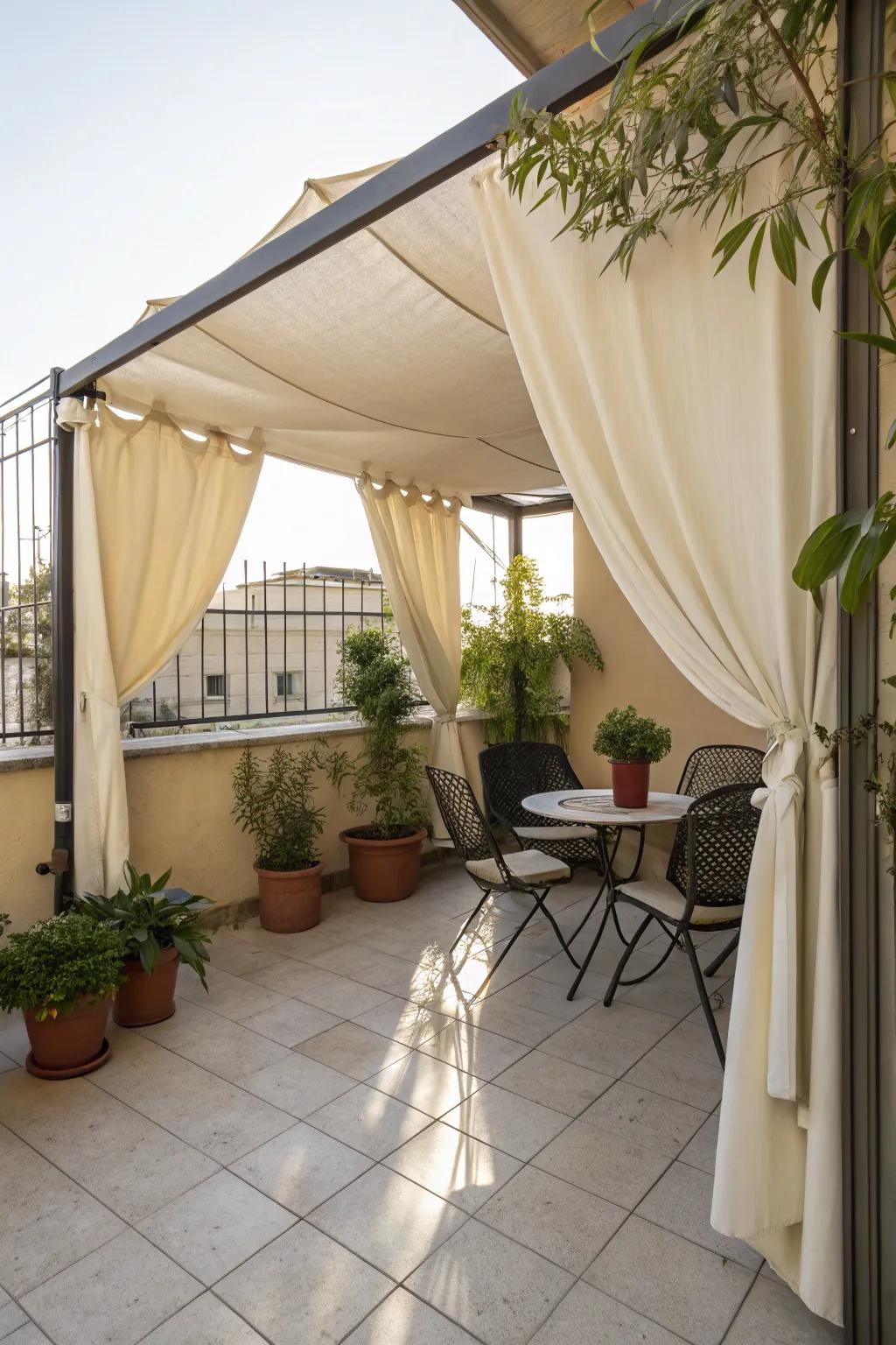 A canopy offers stylish shade for sunny patios.