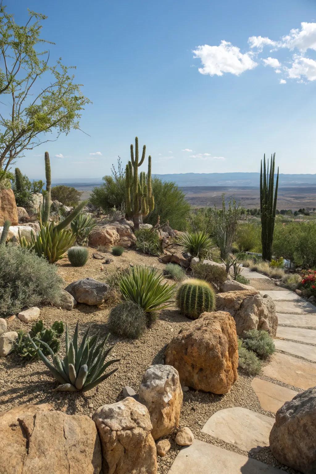 Rip rap rocks complement the rugged beauty of desert landscapes.