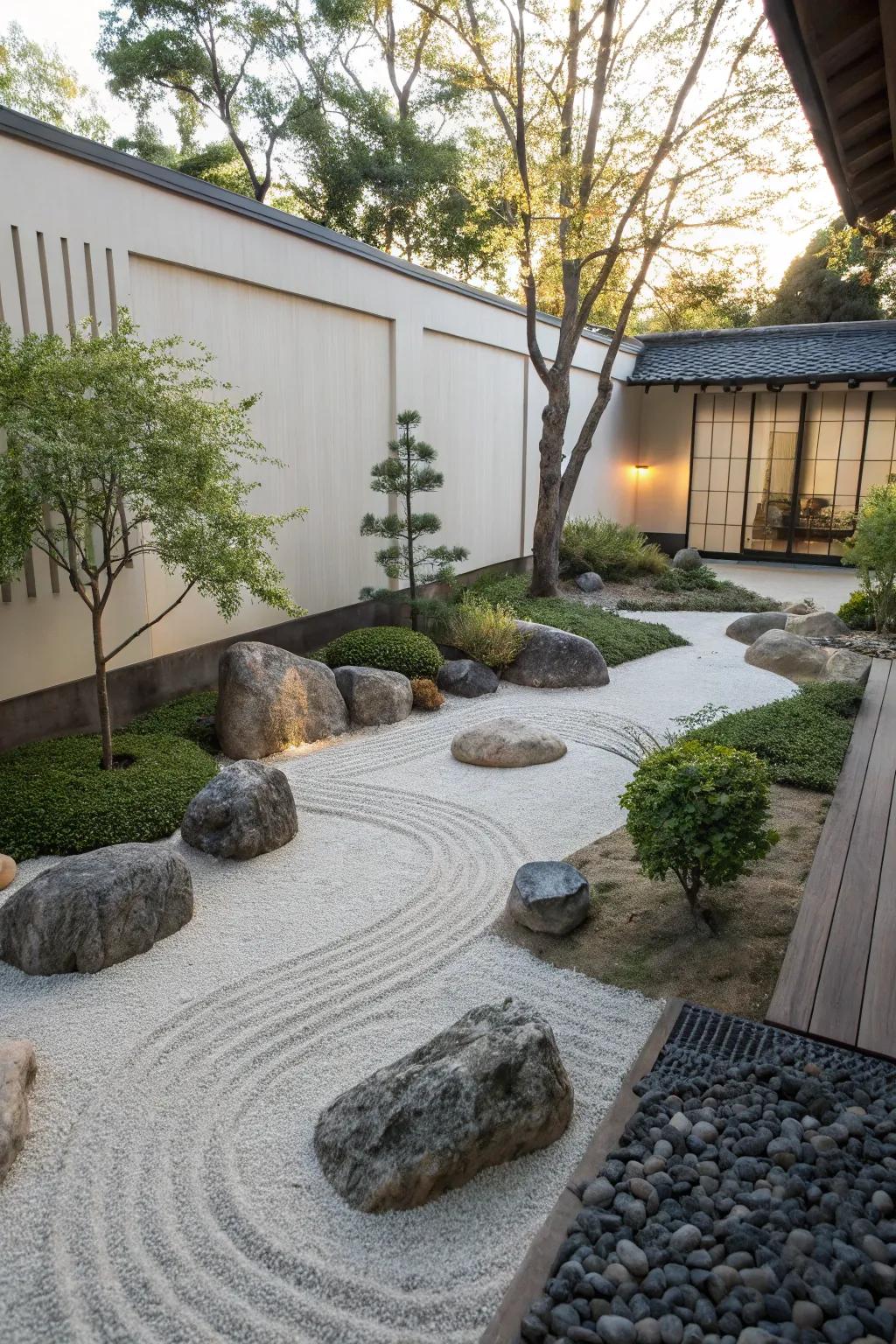 Rip rap rocks are integral to crafting a calming Zen garden.