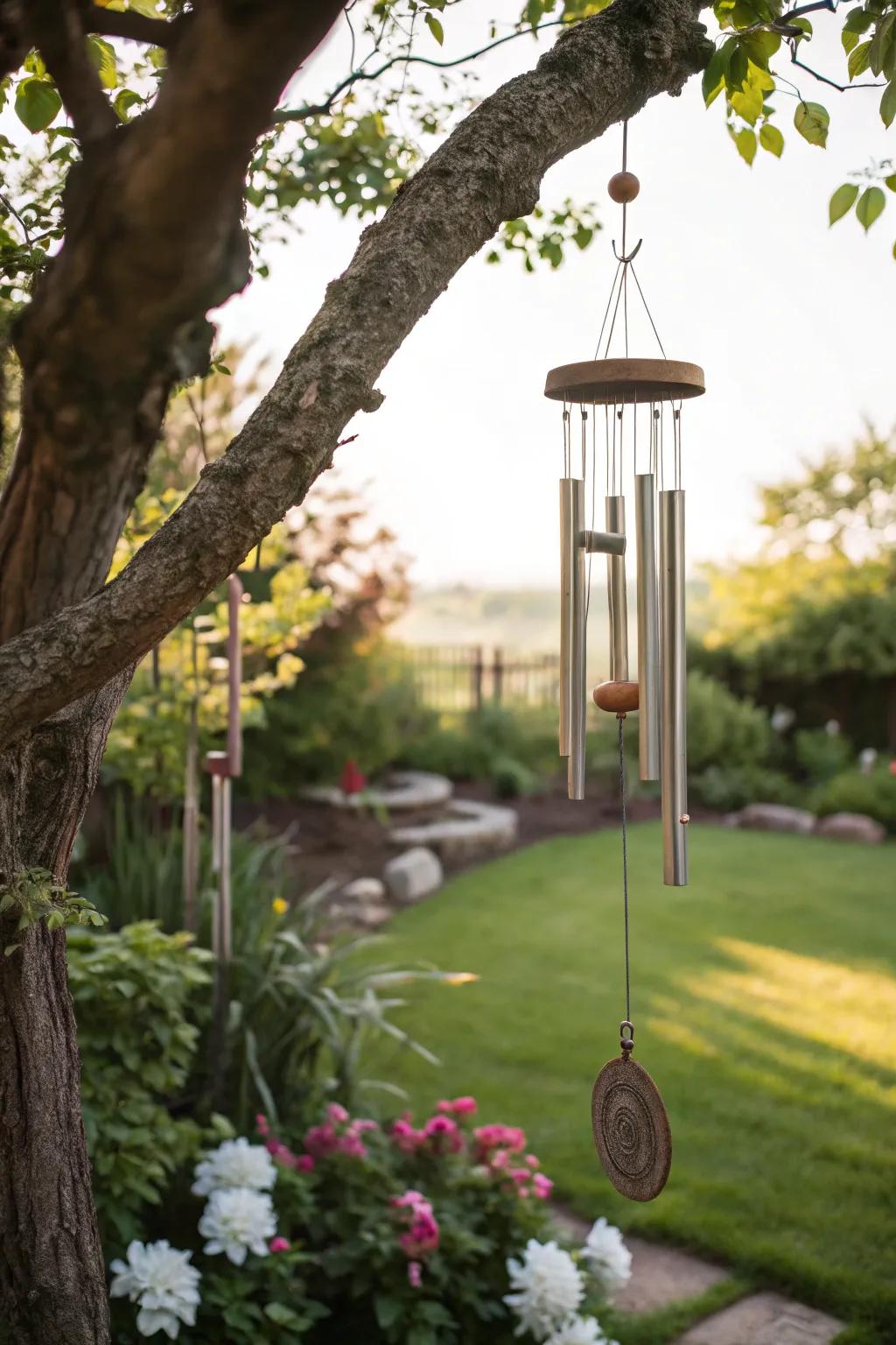 Wind chimes add a musical touch to your picnic.