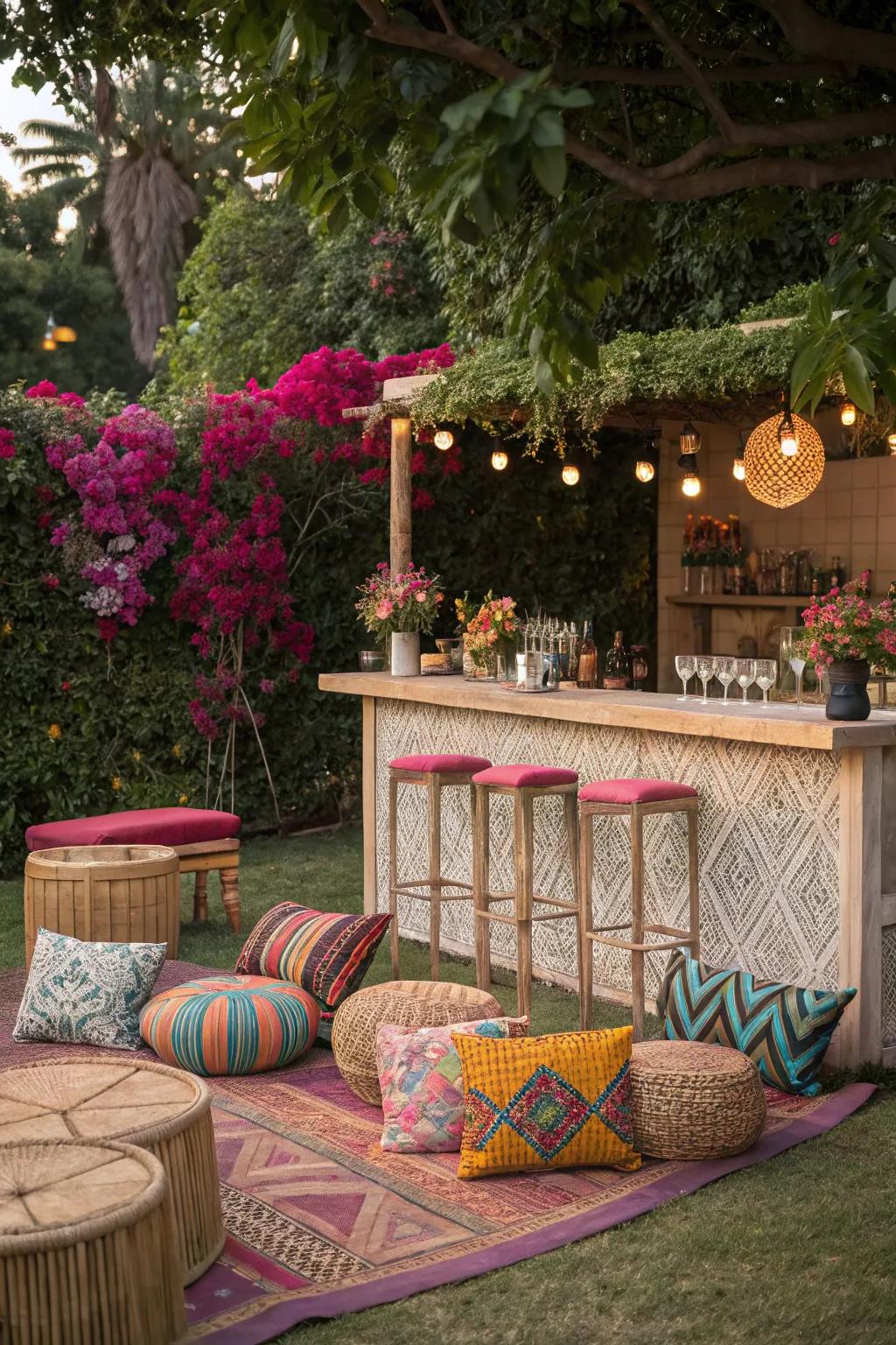 Themed decor adds a personal touch and character to your outdoor bar area.
