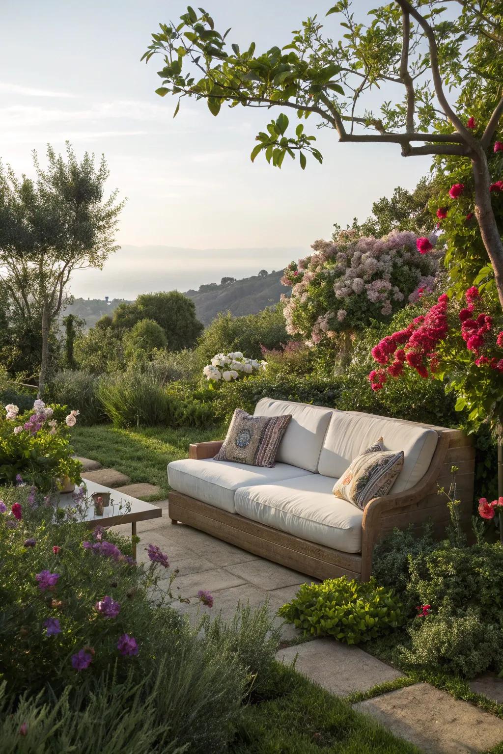 A serene escape with a garden oasis setup.