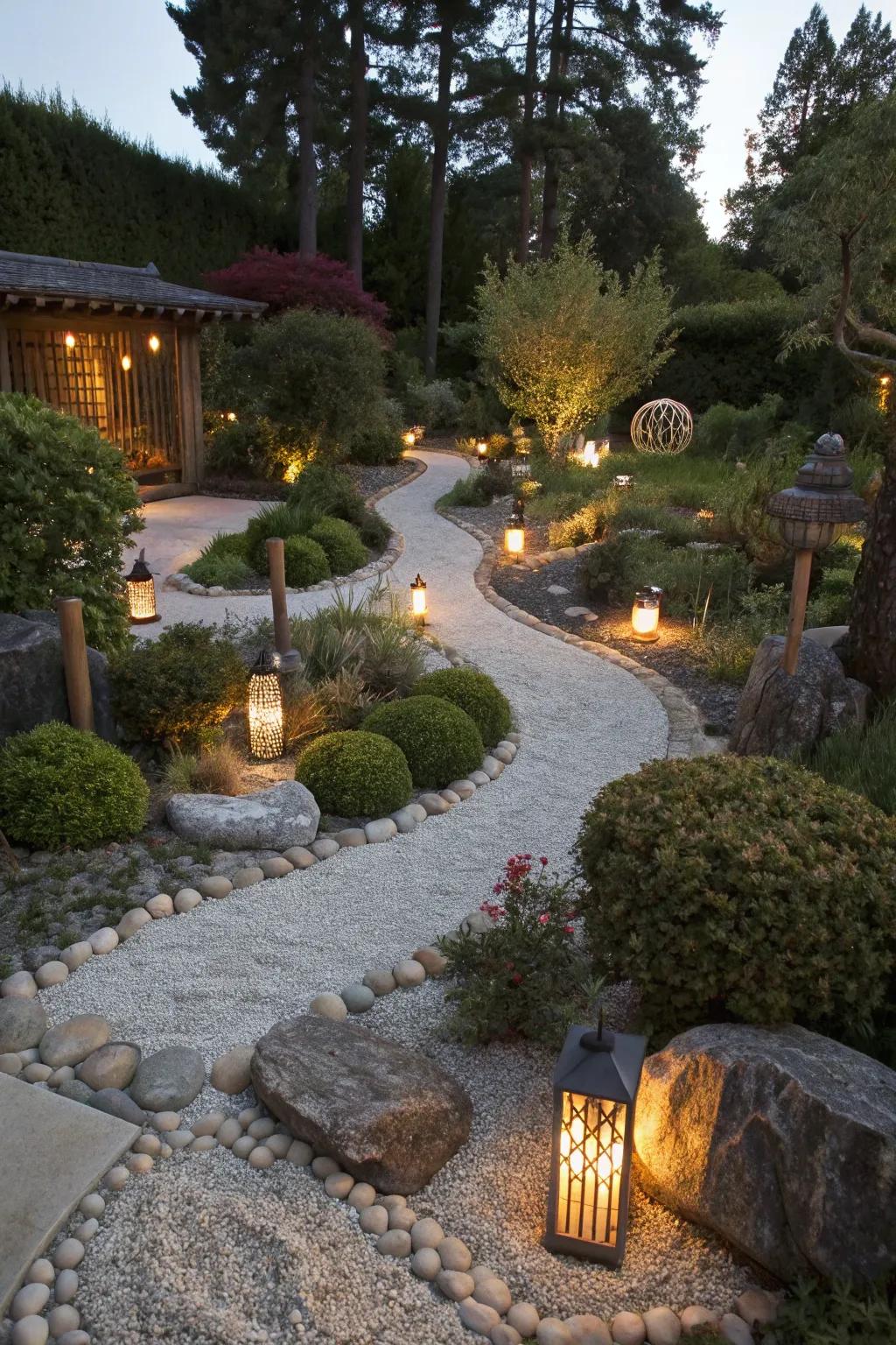 Illuminate your garden with artistic lighting.