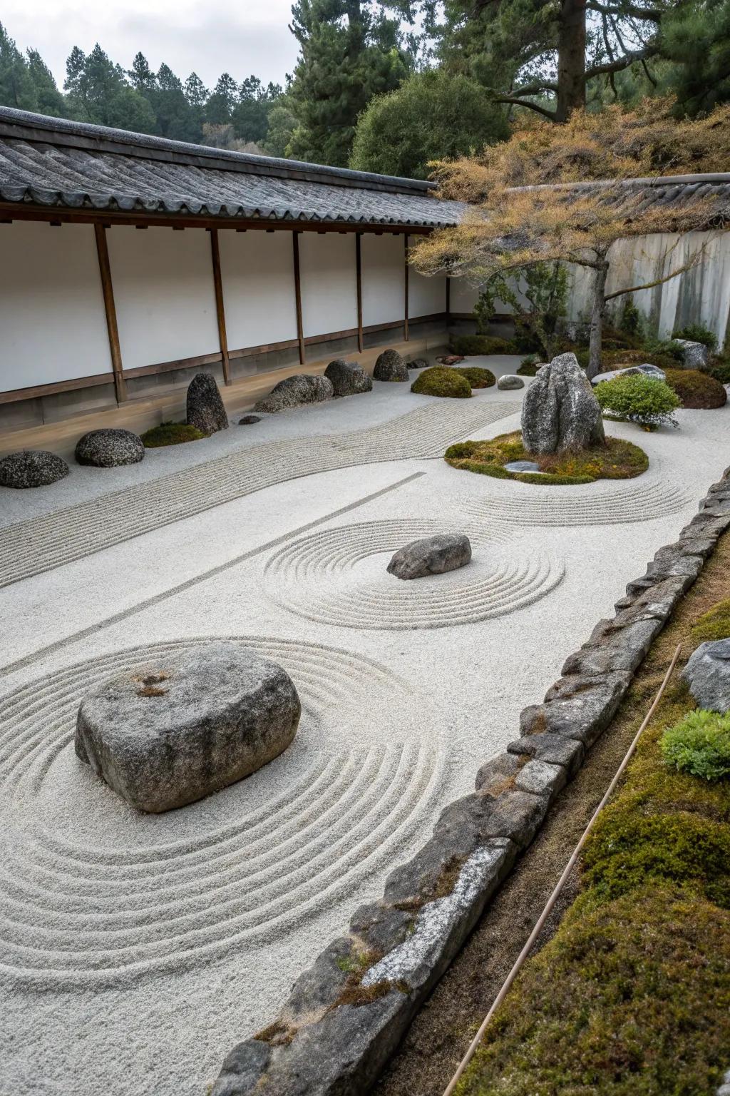 Find peace with a minimalist Zen garden design.
