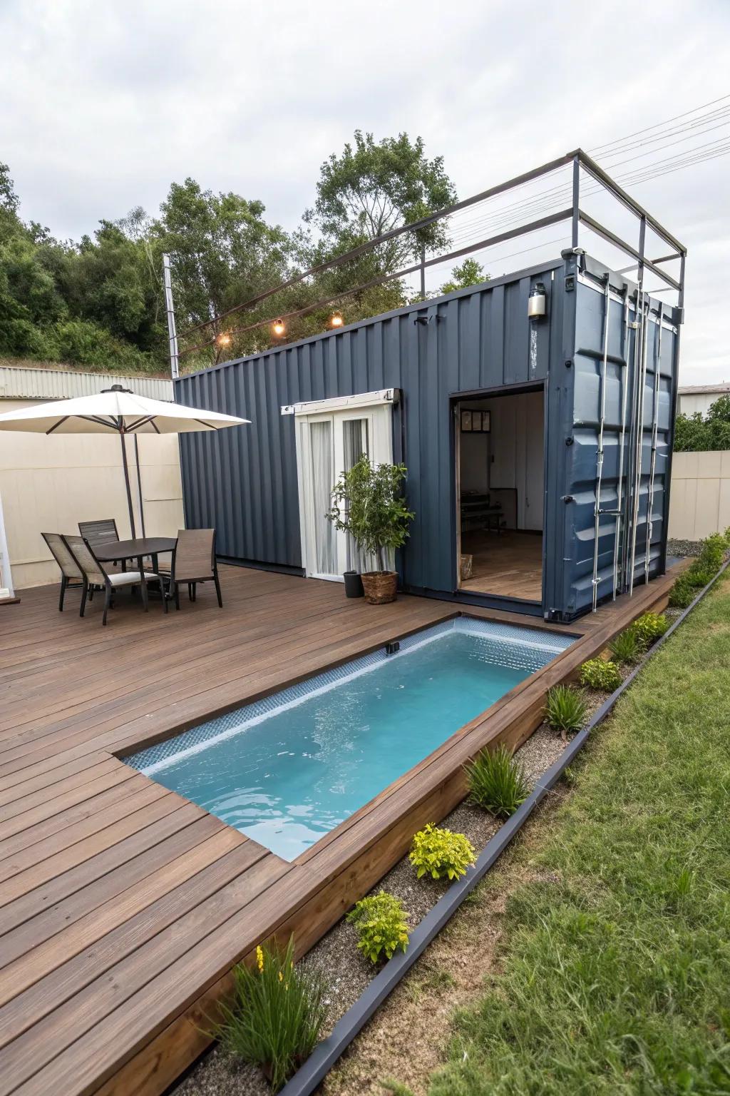 A compact and cozy pool setup perfect for small spaces.