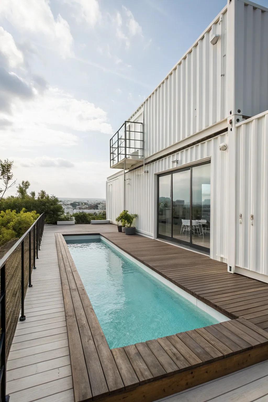 A minimalist deck design enhances the tranquility of this pool setting.