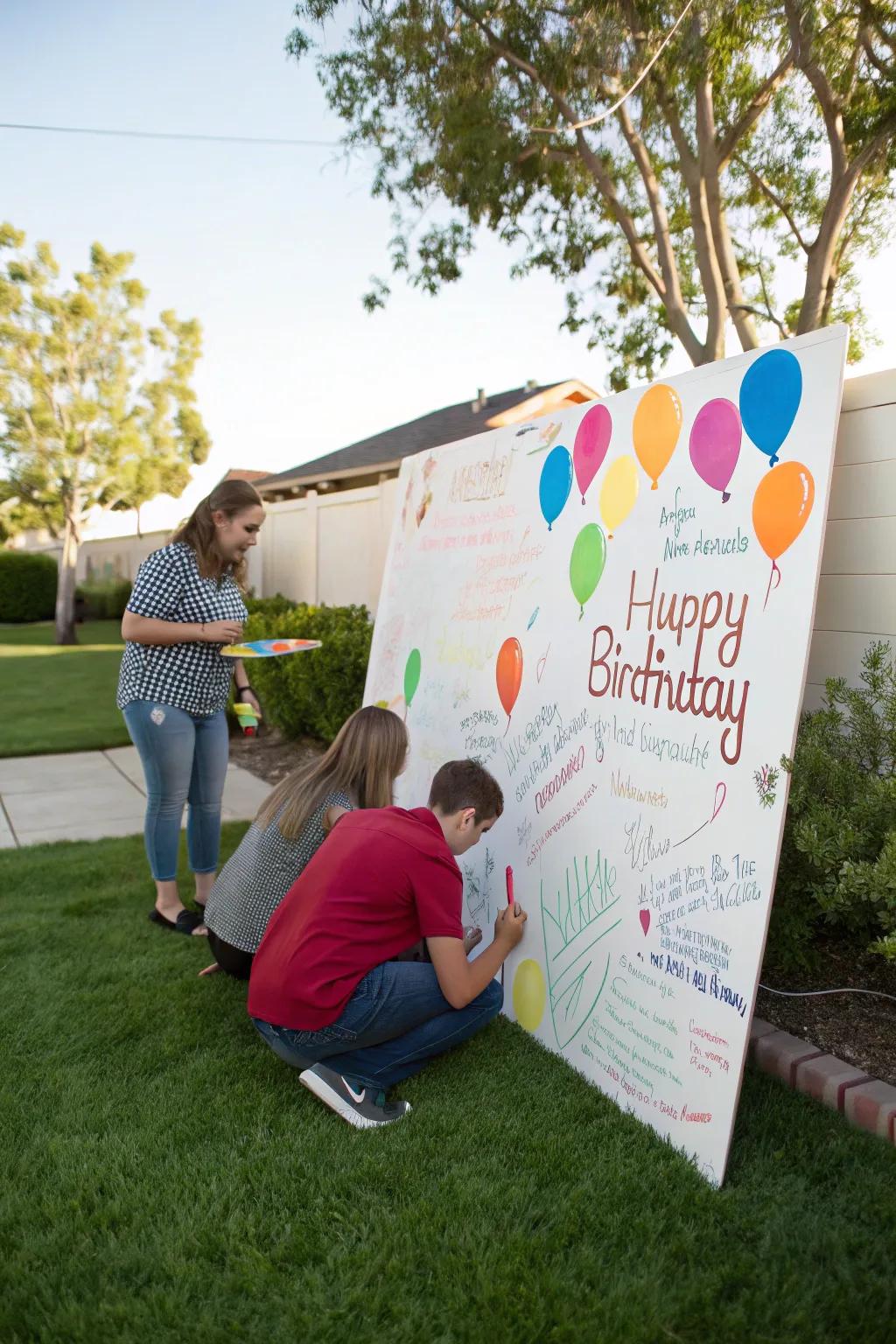 A life-size card for guests to leave their messages.