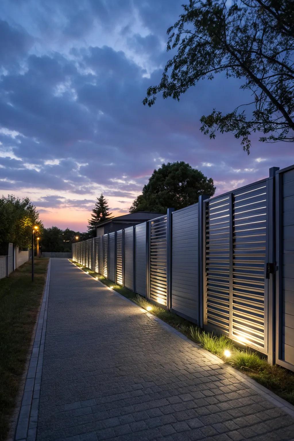 Illuminate your space with integrated lighting in fence panels.