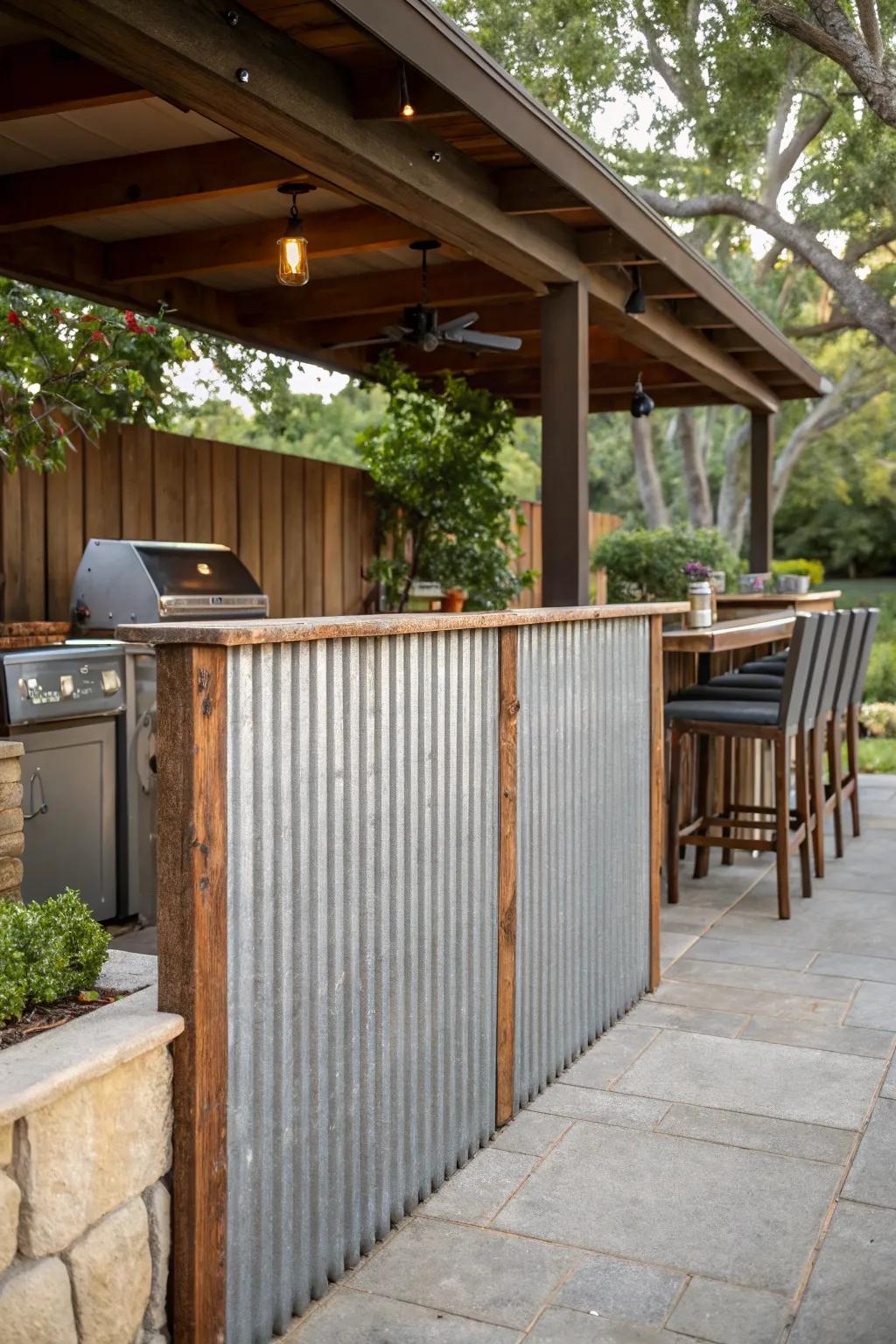 Introduce texture with corrugated metal panels.