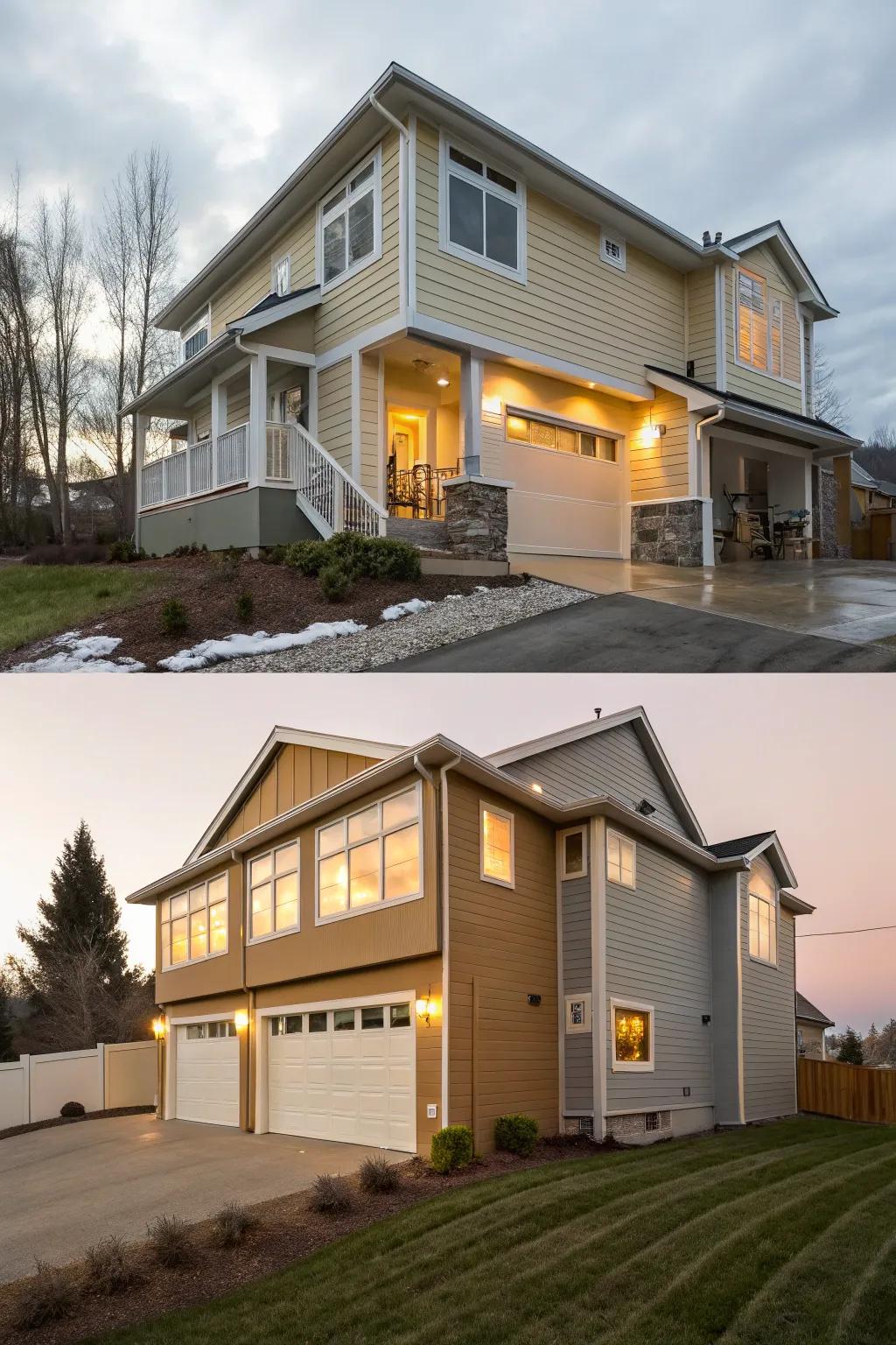 Two-tone schemes create dynamic visual interest.