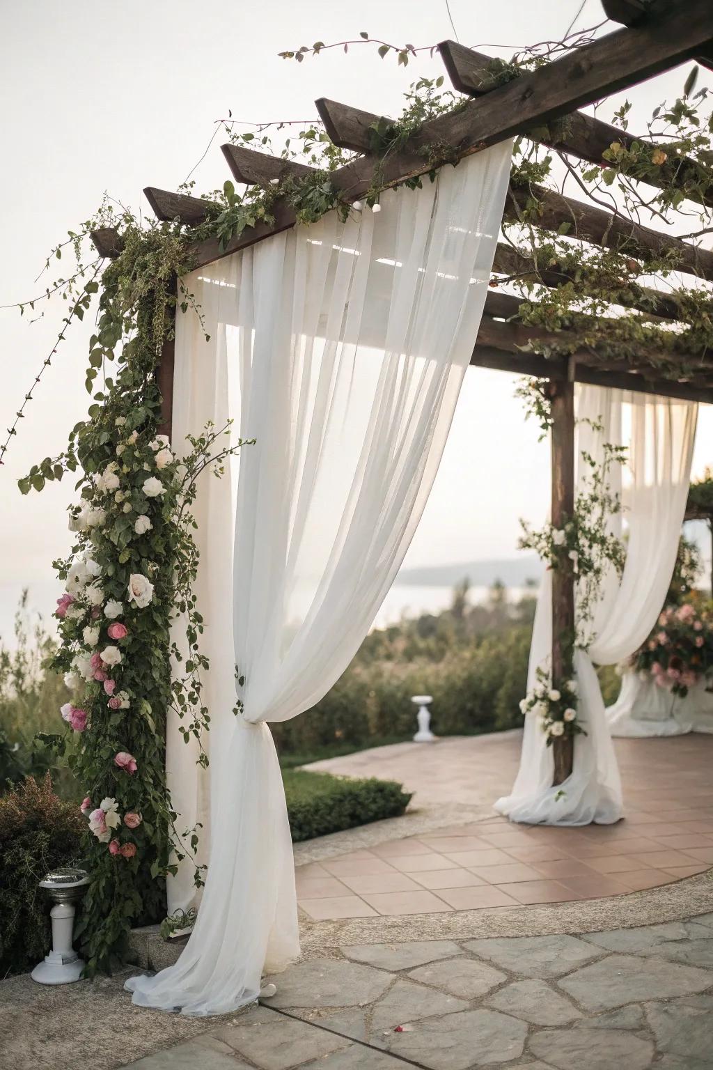 Create an intimate space with romantic draped curtains.