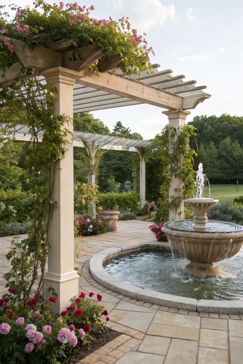 Enhance your pergola with soothing water features.