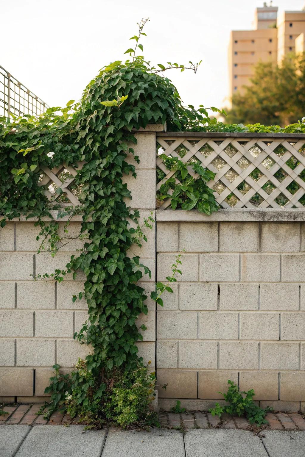 Climbing plants transform toppers into vibrant green walls.