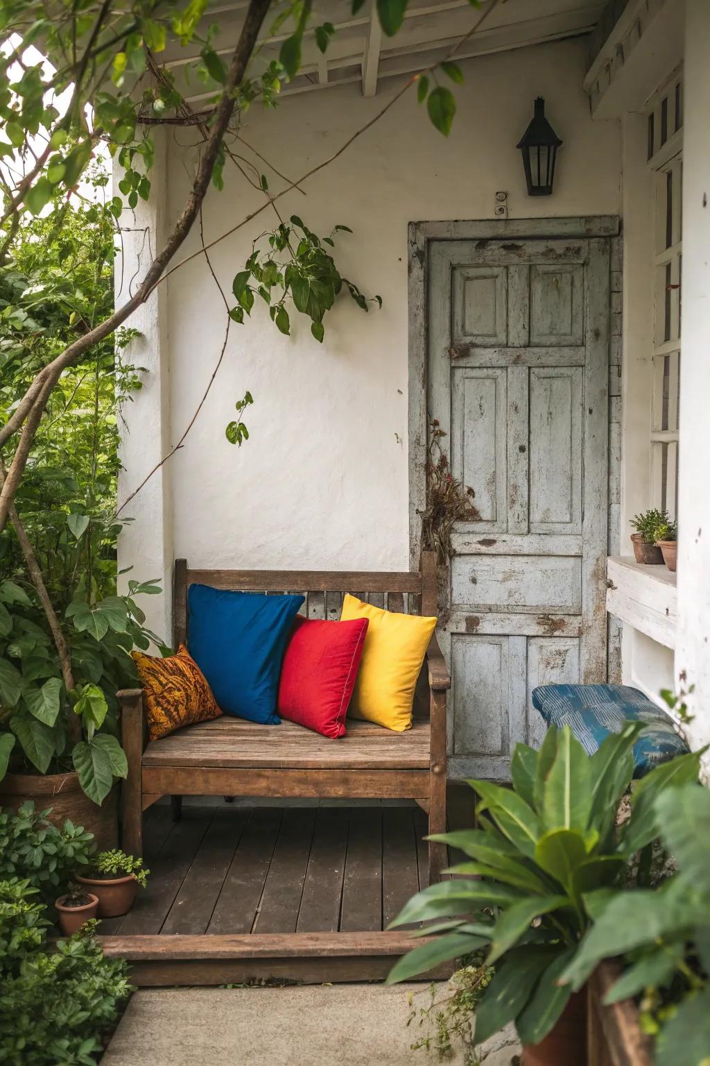 A cozy seating area transforms a porch into a relaxing retreat.