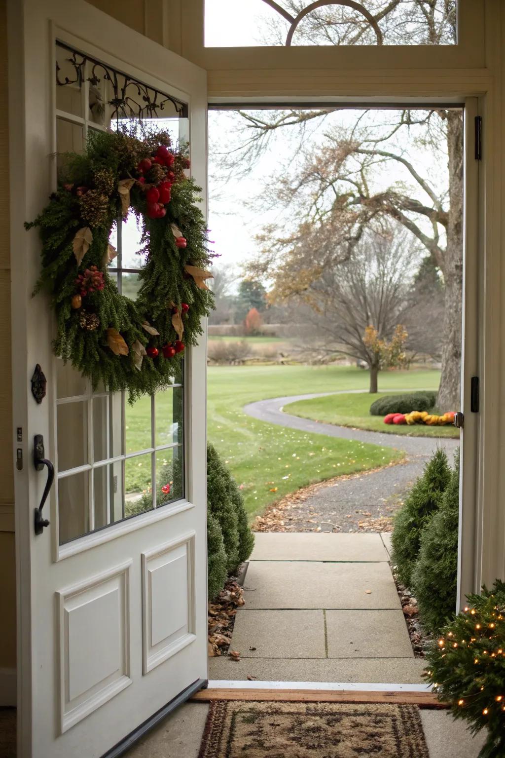 A wreath adds a welcoming touch all year long.