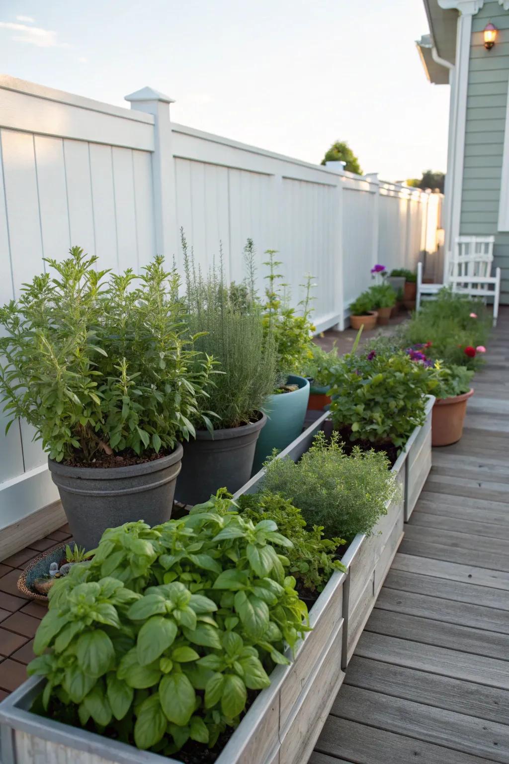 Edible plants add both beauty and functionality to this side yard.