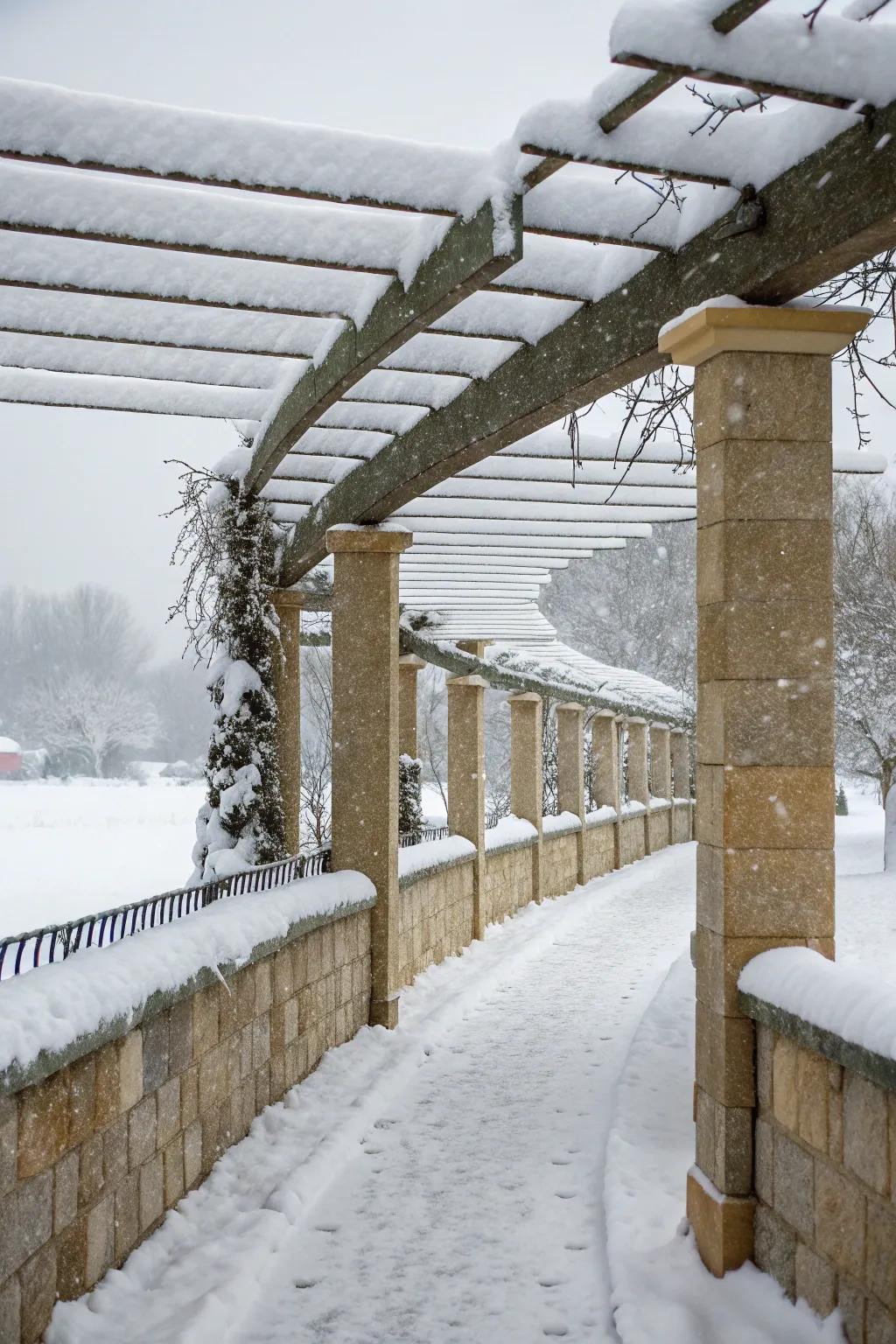 Natural windbreaks offer protection and style to a pergola.