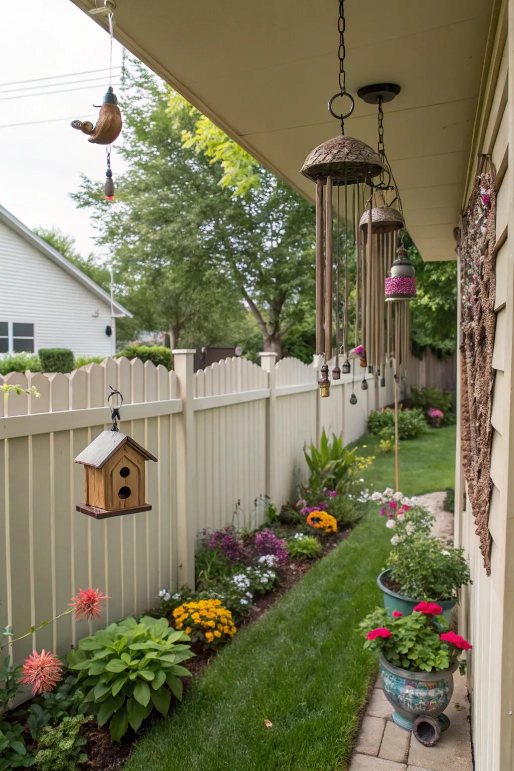 Hanging decorations add charm and invite wildlife to your garden.