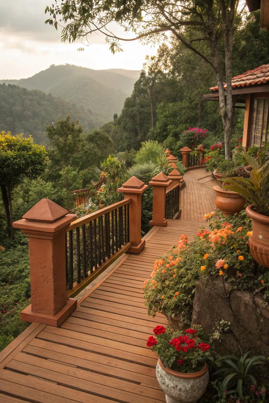 Warm terracotta caps for a natural, earthy feel.