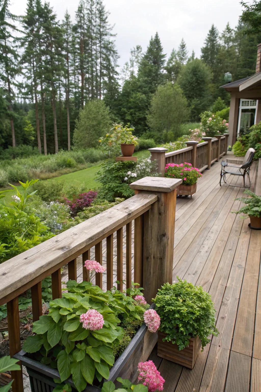 Reclaimed wood caps add unique character to your deck.
