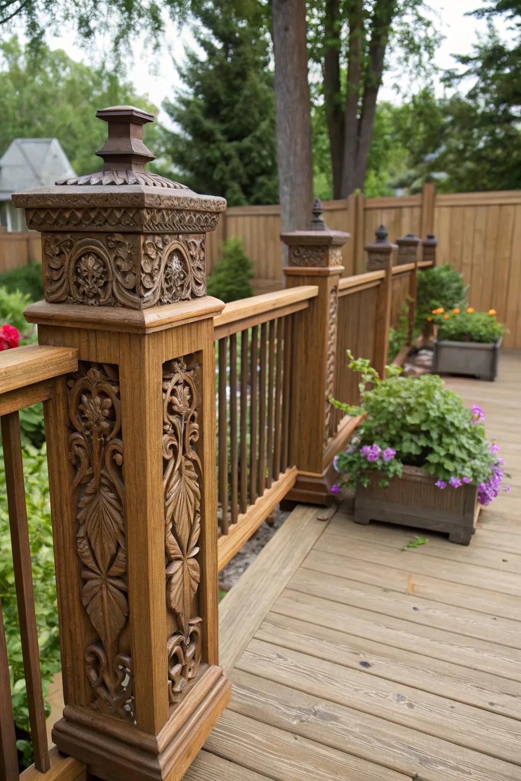 Custom carved wood caps for a personalized artistic touch.