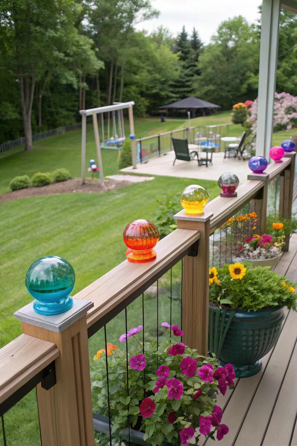 Colored glass caps for a splash of color and fun.