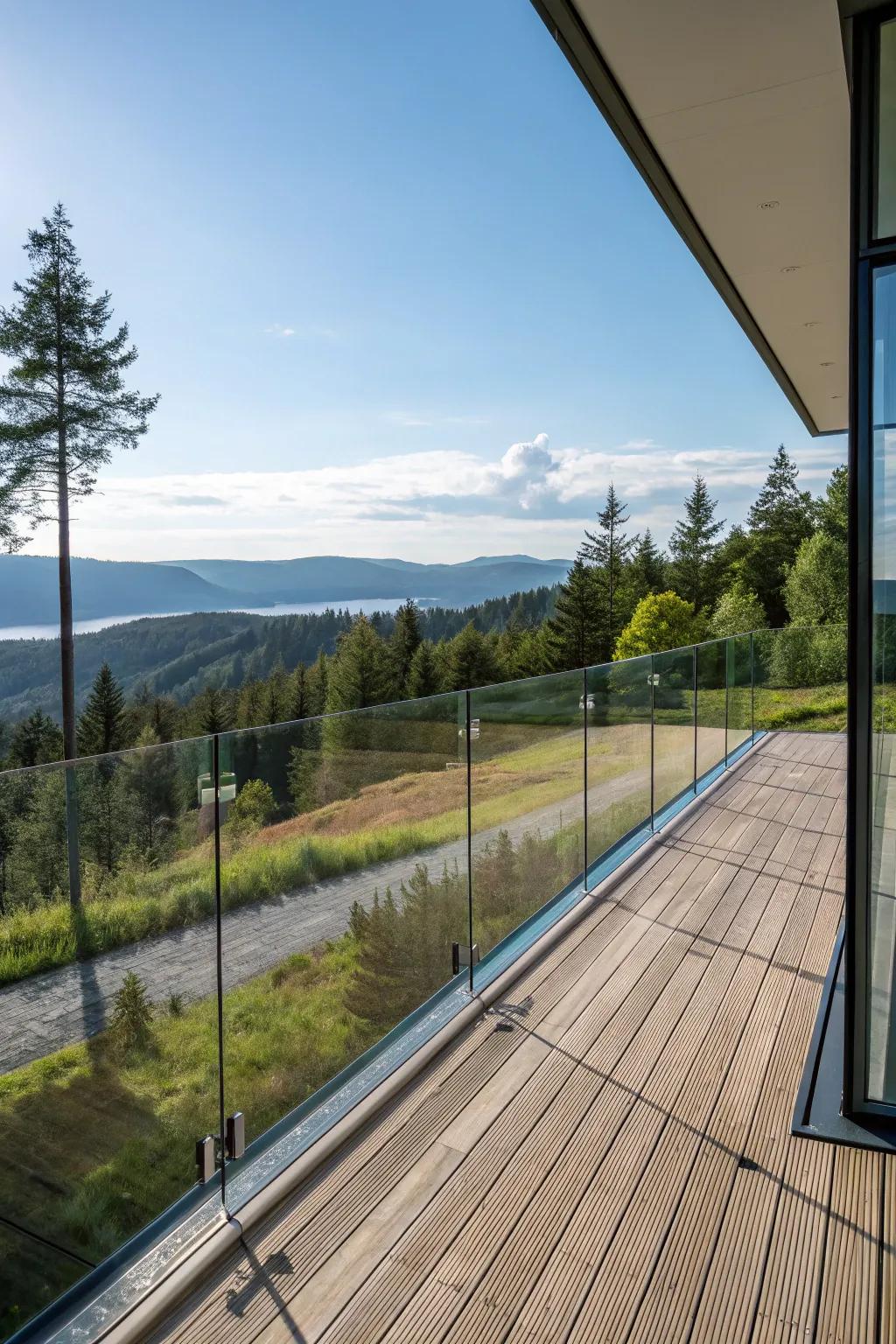 Glass panel caps for unobstructed views of nature.