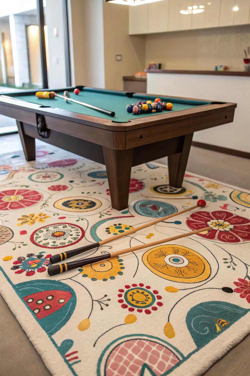 Whimsical patterns bring joy and charm to your pool table area.