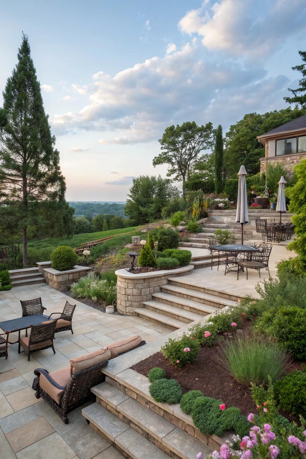 Add dimension to your patio with multi-level designs.